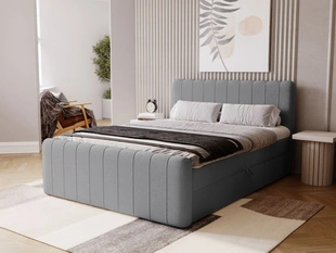 Lit Boxspring avec Coffre de Rangement 120x200 Osteno Gris foncé