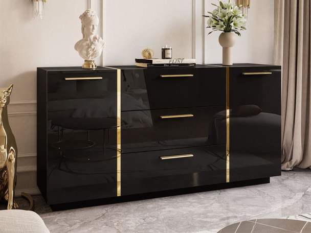 Buffet à Tiroirs Lunelie Brillant noir