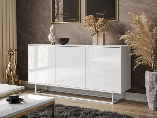 Commode glamour pour le salon Vivance Brillant blanc