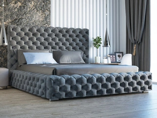 Lit Coffre rembourré avec sommier relevable 160x200 Heaven Gris foncé