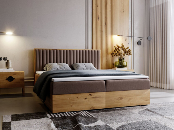 Lit Boxspring avec Coffre de Rangement 180x200 Forest Marron