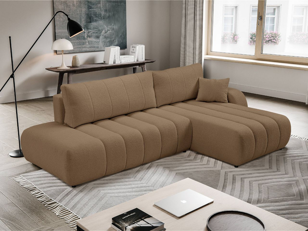 Canapé d'Angle Droite Convertible avec Coffre Adoro Marron