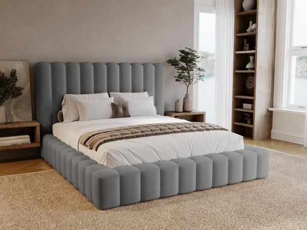 Lit Coffre rembourré avec sommier relevable 120x200 Rotto Gris
