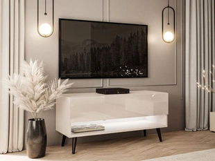Meuble TV de 90 cm avec éclairage LED Aurelie Cachemire brillant