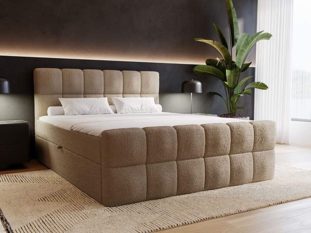 Lit Boxspring avec Coffre de Rangement 160x200 Alicante Marron