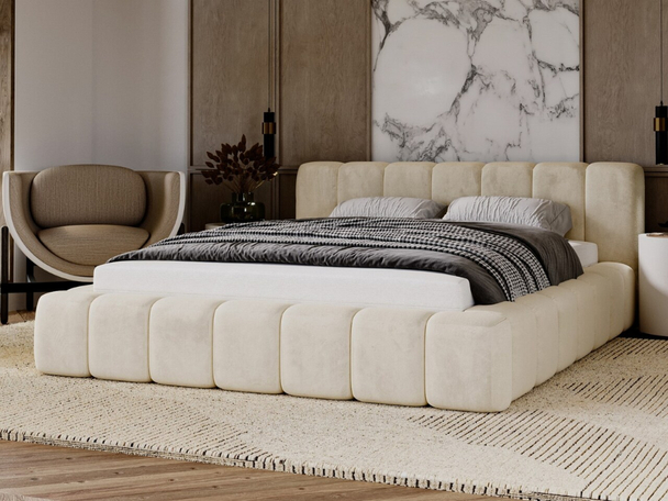 Lit Coffre rembourré avec sommier relevable 120x200 Ibiza Beige