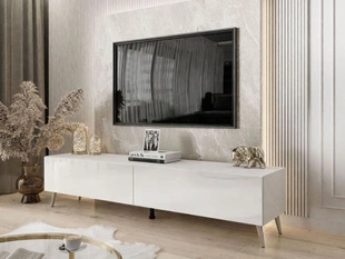 Meuble TV Rangement Sorelle Blanc brillant