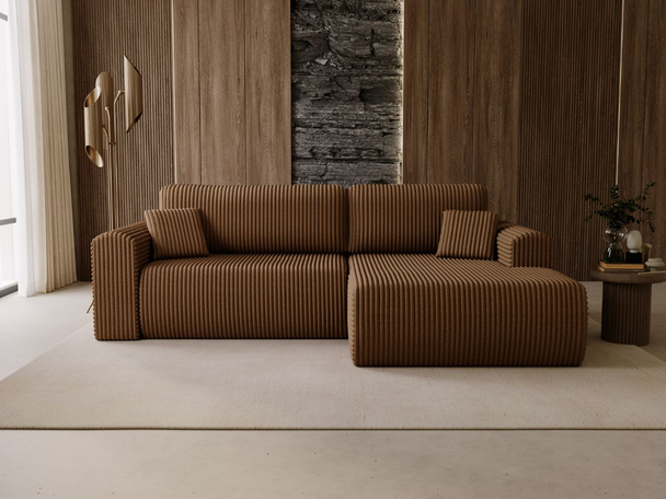 Canapé d'Angle Droite Convertible avec Coffre Belvio Marron