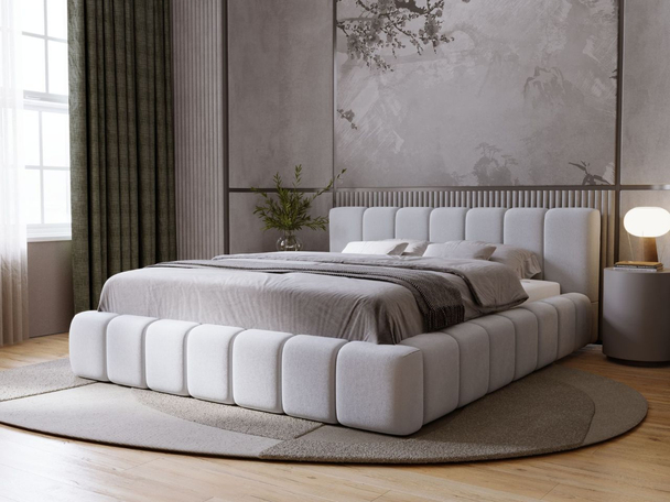 Lit Coffre rembourré avec sommier relevable 120x200 Orio Gris