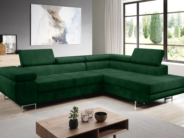 Canapé d'Angle Droite Convertible avec Coffre Solam L Vert