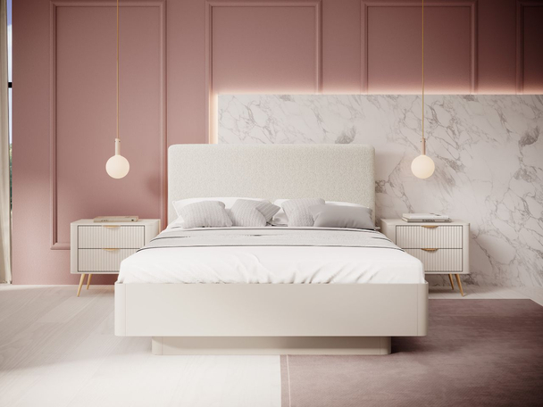 Lit en bois avec rangement pour la literie 160x200 Latina Beige