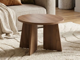 Petite table basse ronde Arelis en noyer royal