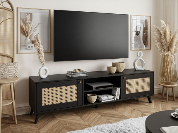 Meuble TV Rangement 180 cm Bellance Noir