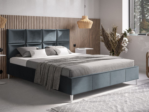 Łóżko tapicerowane ze stelażem 140x200 Luxe Ciemny szary