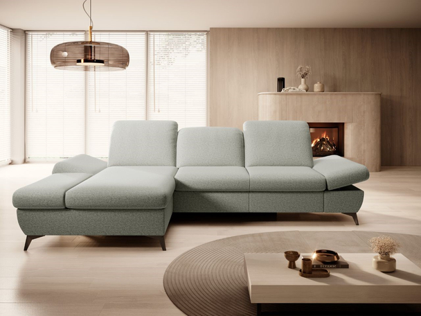 Canapé d'Angle Gauche Convertible avec Coffre Hannover Gris clair