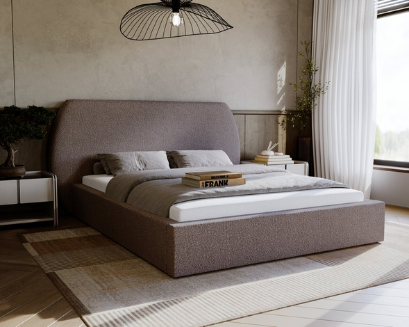 Lit Coffre rembourré avec sommier relevable 180x200 Blossom Marron