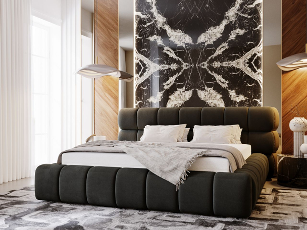 Lit Coffre rembourré avec sommier relevable 120x200 Mellow Gris foncé