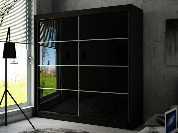 Armoire à portes coulissantes avec éclairage LED Ponti Noir