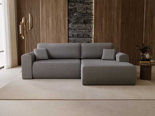 Canapé d'Angle Droite Convertible avec Coffre Belvio Gris foncé