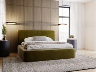 Lit Coffre rembourré avec sommier relevable 200x200 Amaro Vert