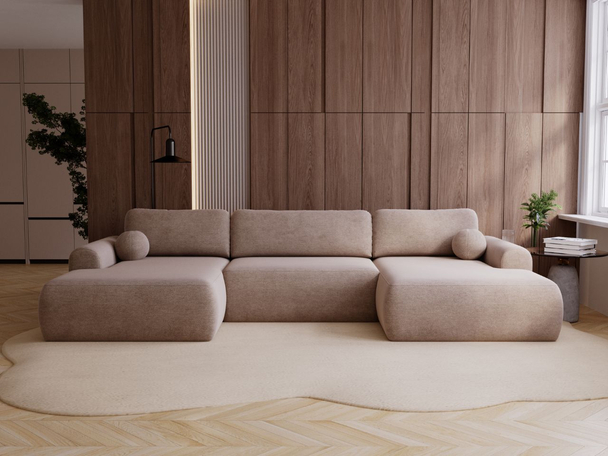 Canapé Panoramique Convertible avec Coffre Savana Beige foncé