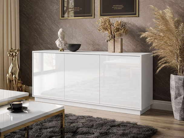 Commode trois portes de 154 cm Vivance Brillant blanc