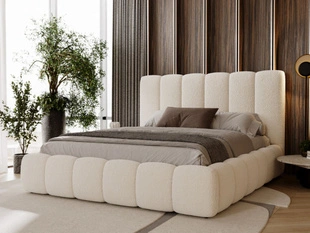 Lit Coffre rembourré avec sommier relevable 180x200 Imperial Créme
