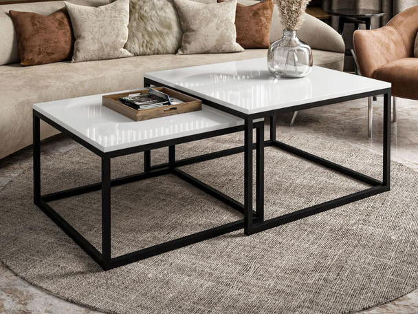 Tables Basses Gigognes Asumi Brillant blanc 36x42