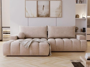 Canapé d'Angle Gauche Convertible avec Coffre Havi Beige