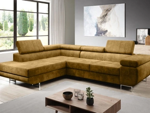 Canapé d'Angle Gauche Convertible avec Coffre Solam L Jaune