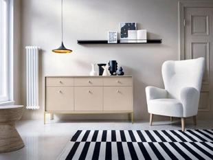 Buffet avec Portes et Tiroirs sur Pieds Dorés 154 cm Amor Beige Sable