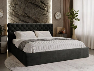 Lit Coffre rembourré avec sommier relevable 140x200 Apollo Noir