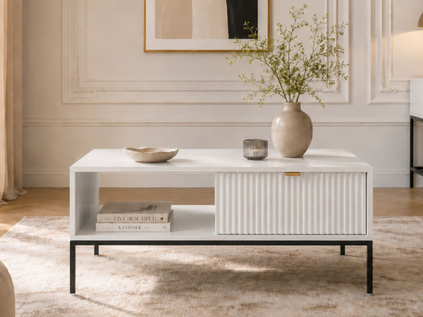 Table Basse avec Rangement Amber blanc
