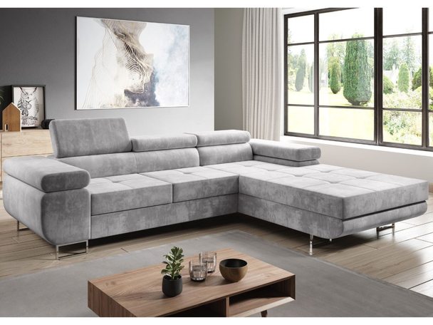Canapé d'Angle Droite Convertible avec Coffre Solam Gris clair