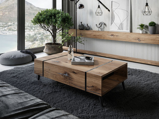 Table basse sur pieds en métal Lunelie Marron foncé