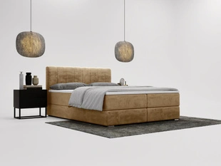 Lit Boxspring avec Coffre de Rangement 140x200 Forte Beige
