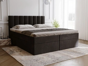 Lit Boxspring avec Coffre de Rangement 160x200 Mocca Noir