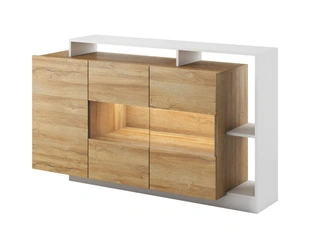 Buffet avec portes 155 cm Alvano Chêne Grandson, Blanc