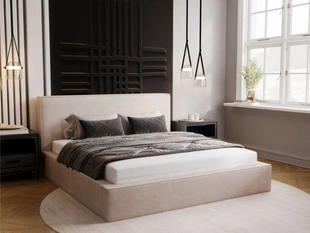 Lit Coffre rembourré avec sommier relevable 180x200 Monaco Beige