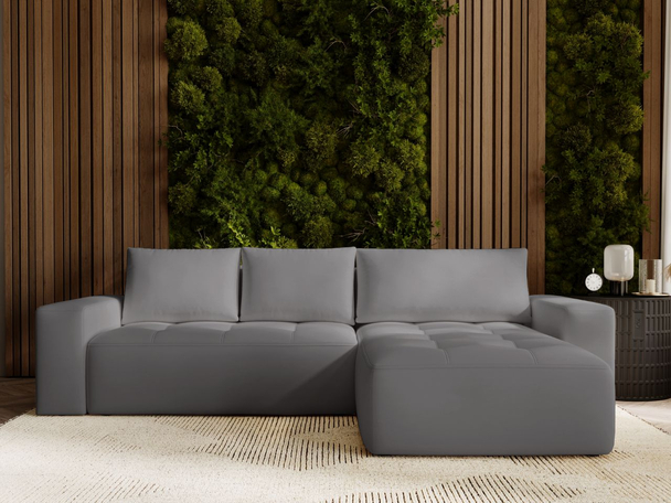 Canapé d'Angle Droite Convertible avec Coffre Portland Gris foncé