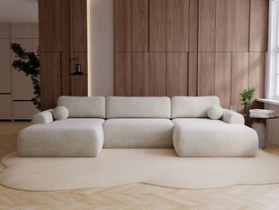 Canapé Panoramique Convertible avec Coffre Savana Beige clair