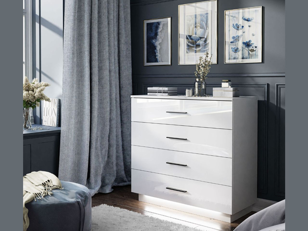 Commode de Rangement avec éclairage LED Nuveo Blanc