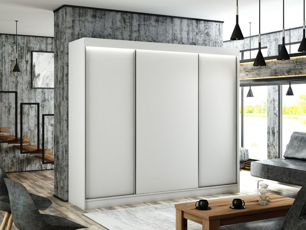 Armoire Portes Coulissantes avec éclairage LED Diano Blanc