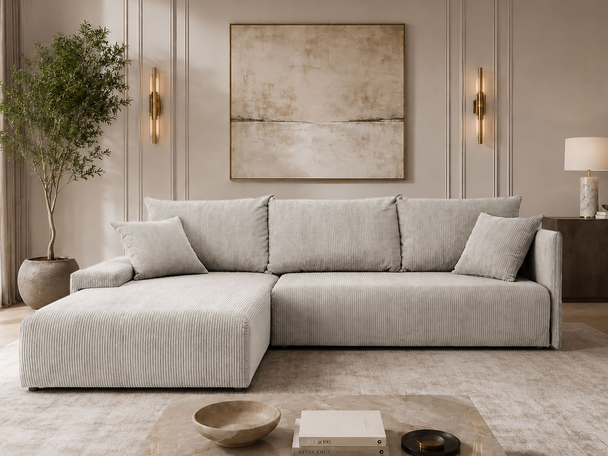 Canapé d'Angle Convertible avec Coffre Merivo Beige
