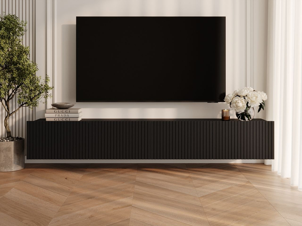 Meuble TV avec portes 200 cm Kioto Noir