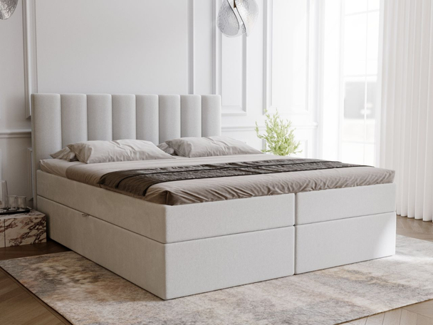 Lit Boxspring avec Coffre de Rangement 160x200 Mocca Gris