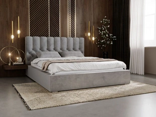 Lit Coffre rembourré avec sommier relevable 160x200 Roma Gris