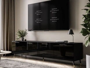 Meuble TV Rangement avec éclairage LED Noaé Noir