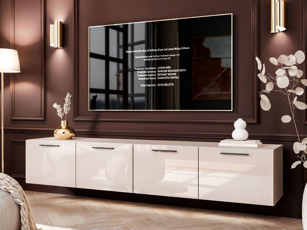 Meuble TV Rangement avec éclairage LED Noaé Cachemire