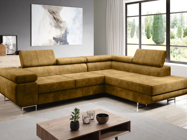 Canapé d'Angle Droite Convertible avec Coffre Solam L Jaune